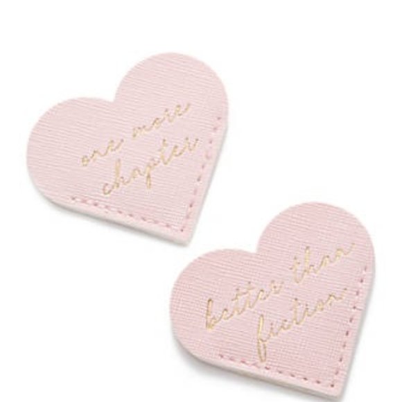 Crown & Ivy Leatherette Bookmarks (2) Pink w/Gold - Picture 2 of 2